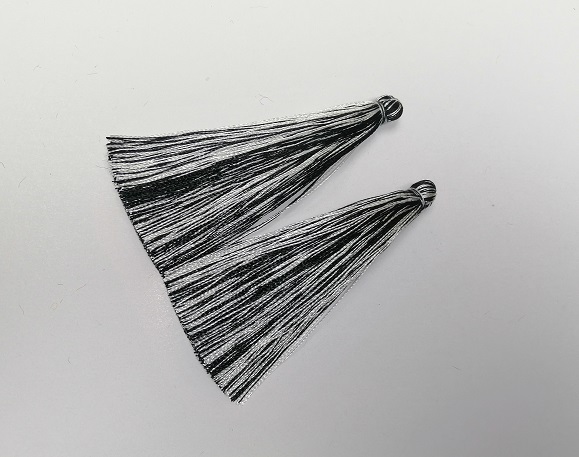 Crafting finding: Brush 'Black-White Stripe', 7 cm long, 7 mm diameter, pair