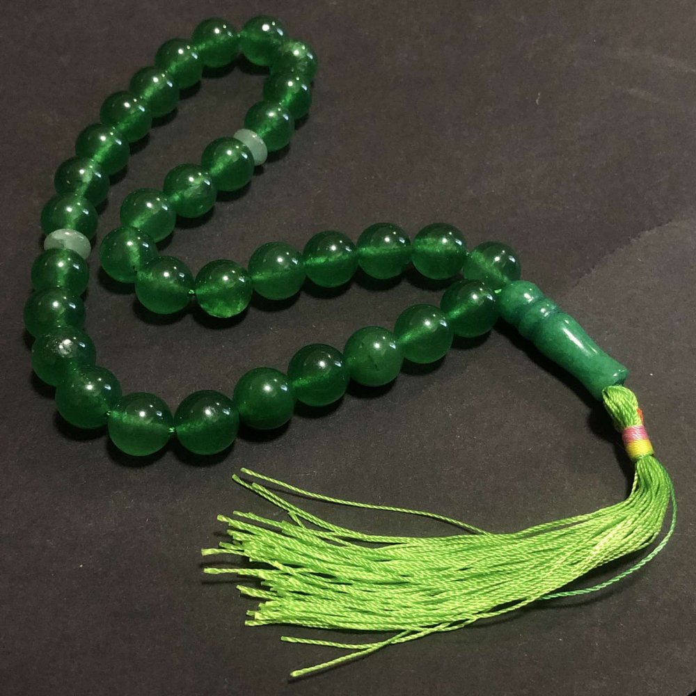 Chrysoprase Beads Rosary, 33 Beads, 10 mm Diameter