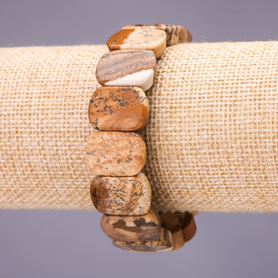 Bracelet Landscape Jasper - 18x14 mm link, 18 cm length on elastic