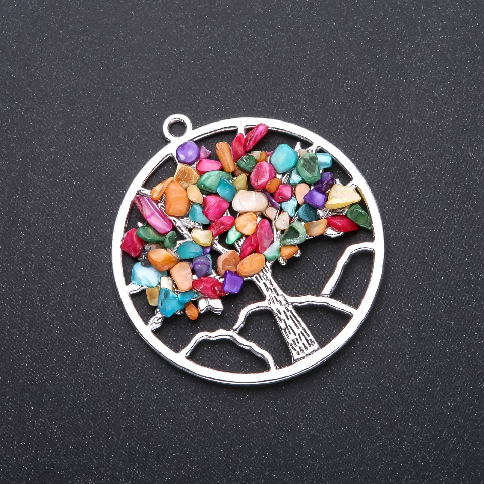 Pendant 'Tree of Happiness' Multicolored Mother-of-Pearl, diameter 57mm