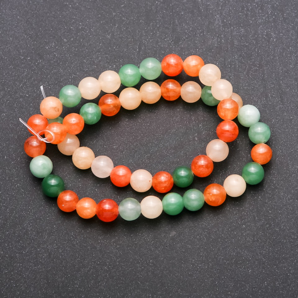 Assorted Beads on String, smooth ball beads, 8mm diameter, 38cm length