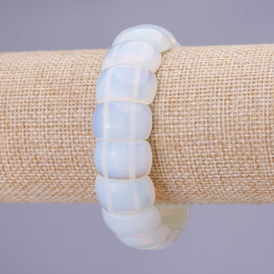 Moonstone link bracelet 12×20 mm (±) on elastic