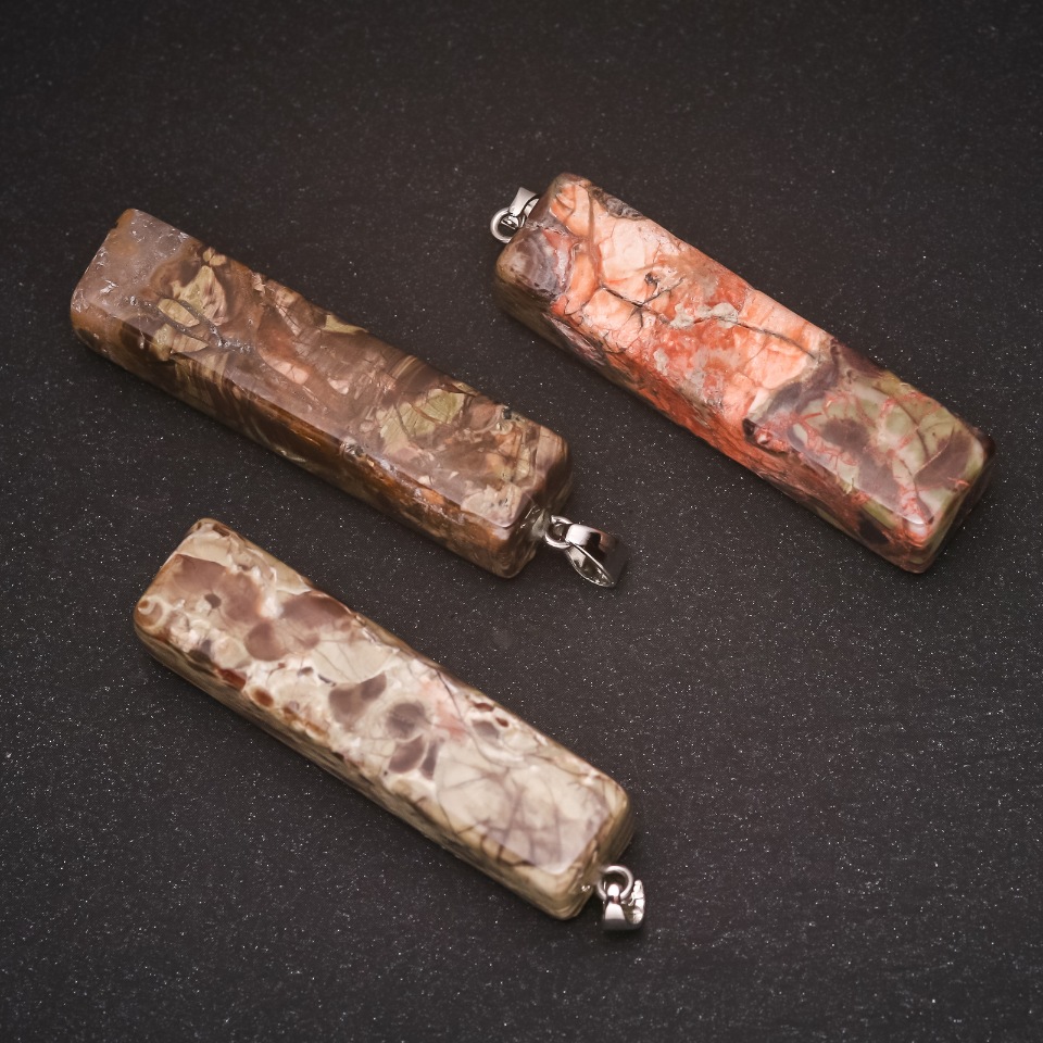 Natural Stone Picasso Jasper Pendant 13x54(±)mm