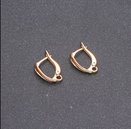 Ear wires for earrings, yellow metal, 17x12x6 mm, pair