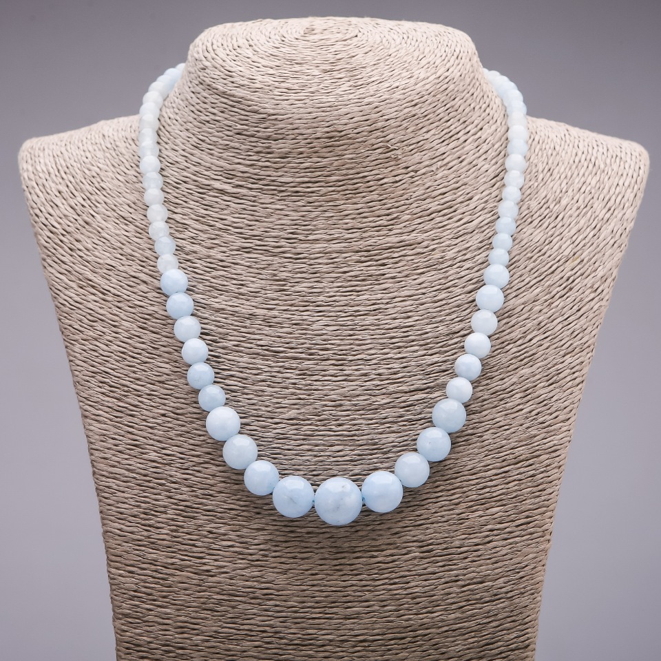 Aquamarine Beads (synthetic) Graduated Beads, 6-14 mm diameter, 45 cm length