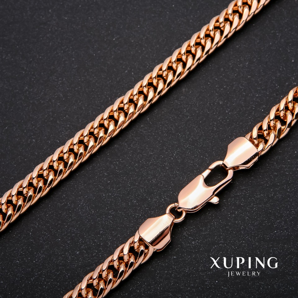 Xuping Chain with Armor Weave, 50 cm Length, 8 mm Thick, Gold Plated