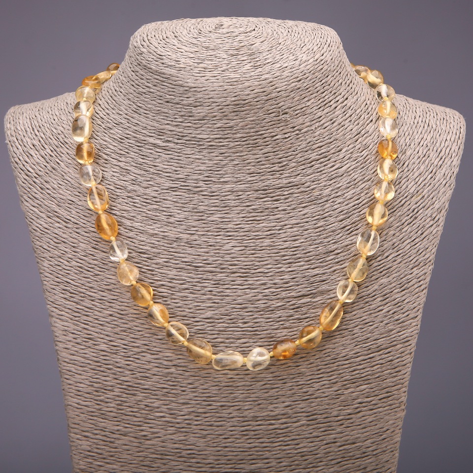 Faceted Citrine Necklace, bead diameter 9×12 mm (±), length 48 cm