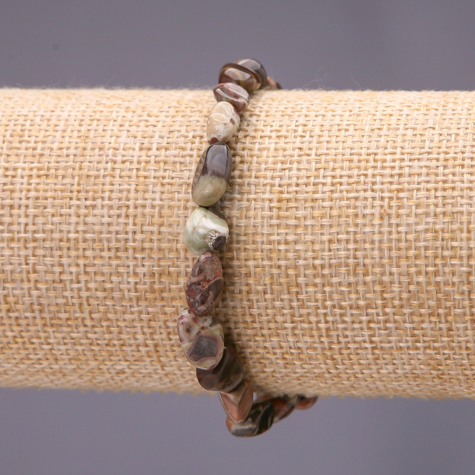 Picasso Jasper natural stone bracelet, tumbled, 6×8 mm diameter, on elastic, 18 cm circumference