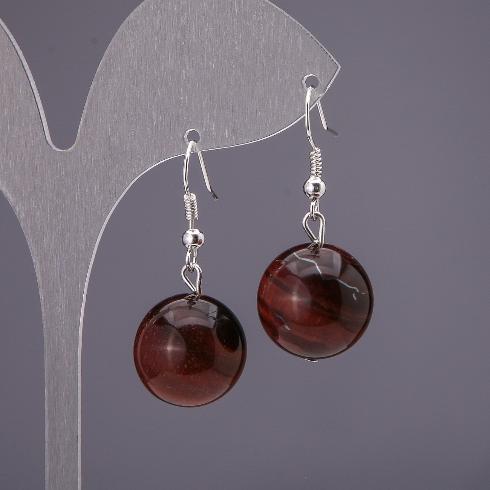 Bull's Eye Earrings with Smooth Ball, 16 mm Diameter