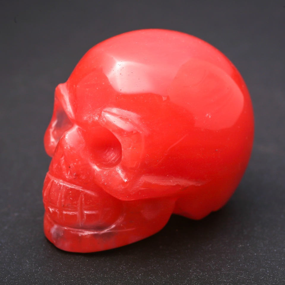 Souvenir made from natural watermelon tourmaline skull "Yorik" 38×49×34(±)mm