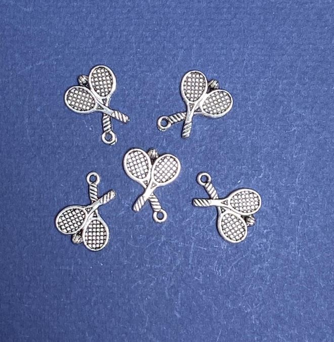 Pendant Findings Tennis Rackets, Silver Metal Color, 20mm Size, 20g +/- 18 pcs