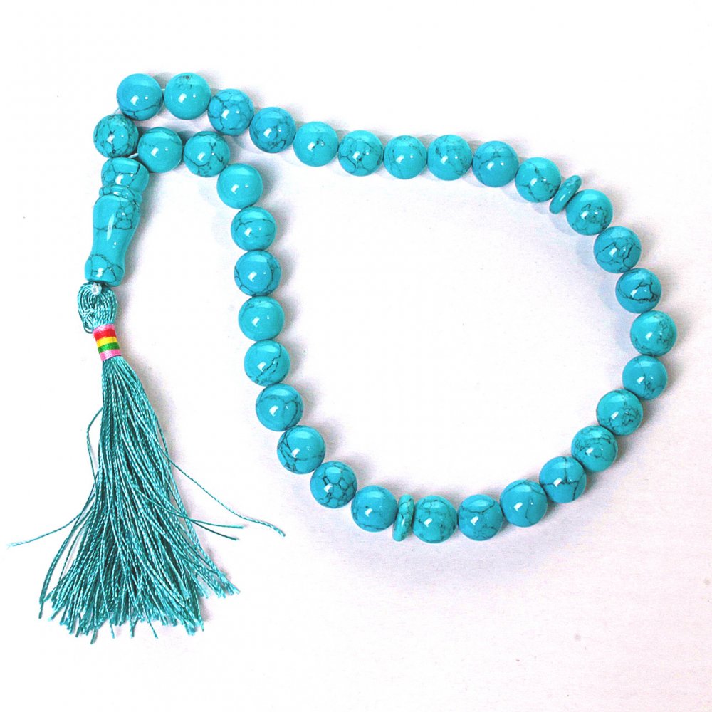 Blue Turquoise Beads (Pressed), 12 mm Beads, 30 cm Length