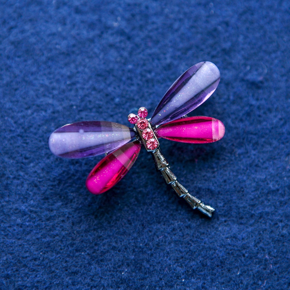 Dragonfly with Crystals Brooch