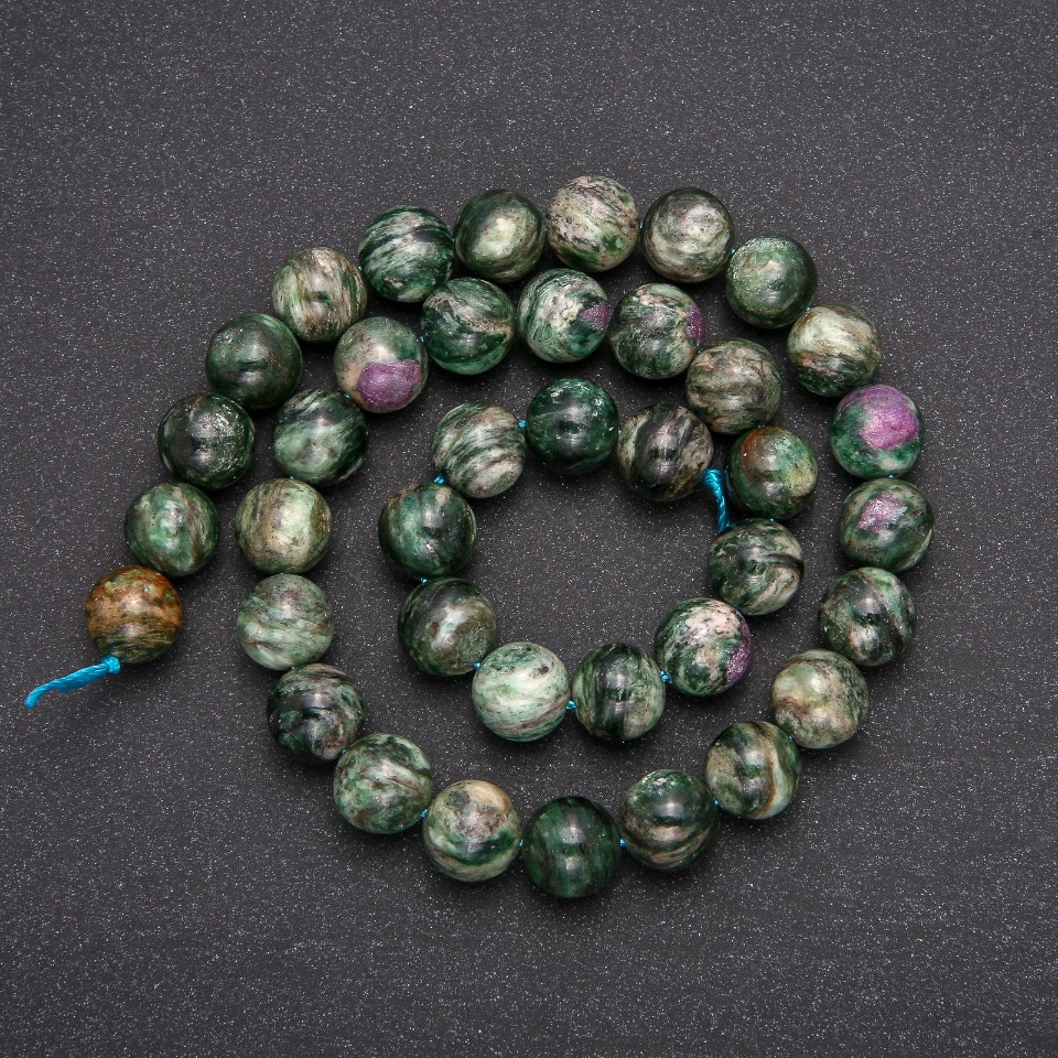 Natural Lepidolite stone beads - smooth round beads, diameter 10(±)mm, length 38 cm+