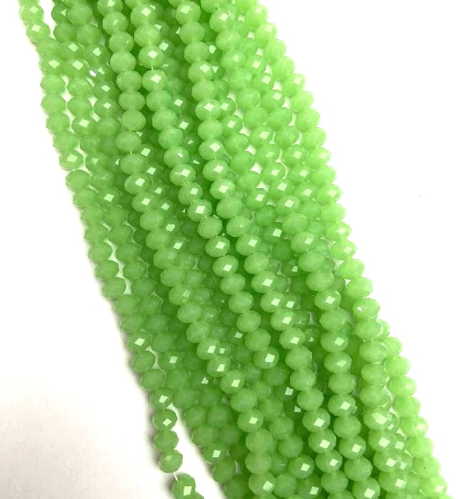 Beads Czech Crystal semi-matte lime "Rondelle", diameter 8x6mm, thread length 42cm+