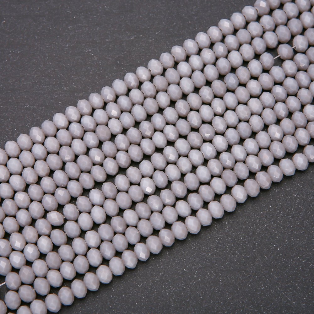 Matte Gray Czech Crystal Rondelle Beads, 6x4.5 mm, thread length 38 cm