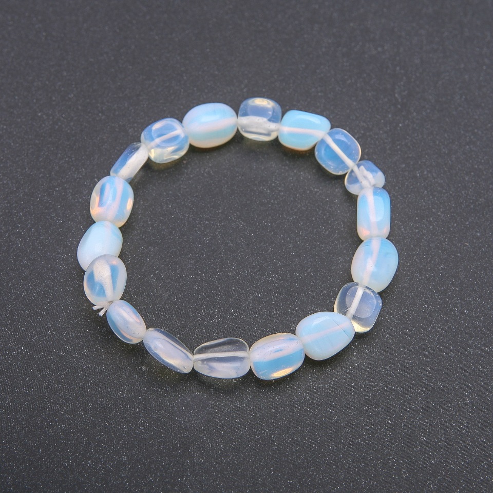 Moonstone (opalite) Faceted Bracelet on Elastic, 8-10 mm Diameter, Length 18 cm