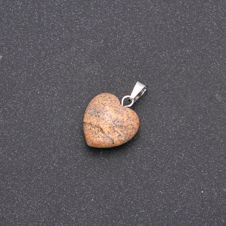 Pendant Heart with Landscape Jasper 14x14x23 (±) mm