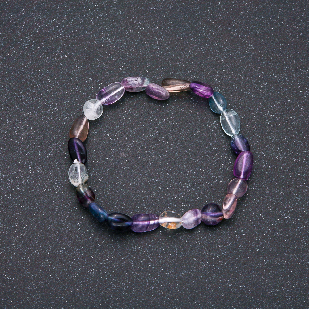 Bracelet made of natural fluorite on elastic, tumbled beads, size 7x9 mm (±), circumference 18 cm