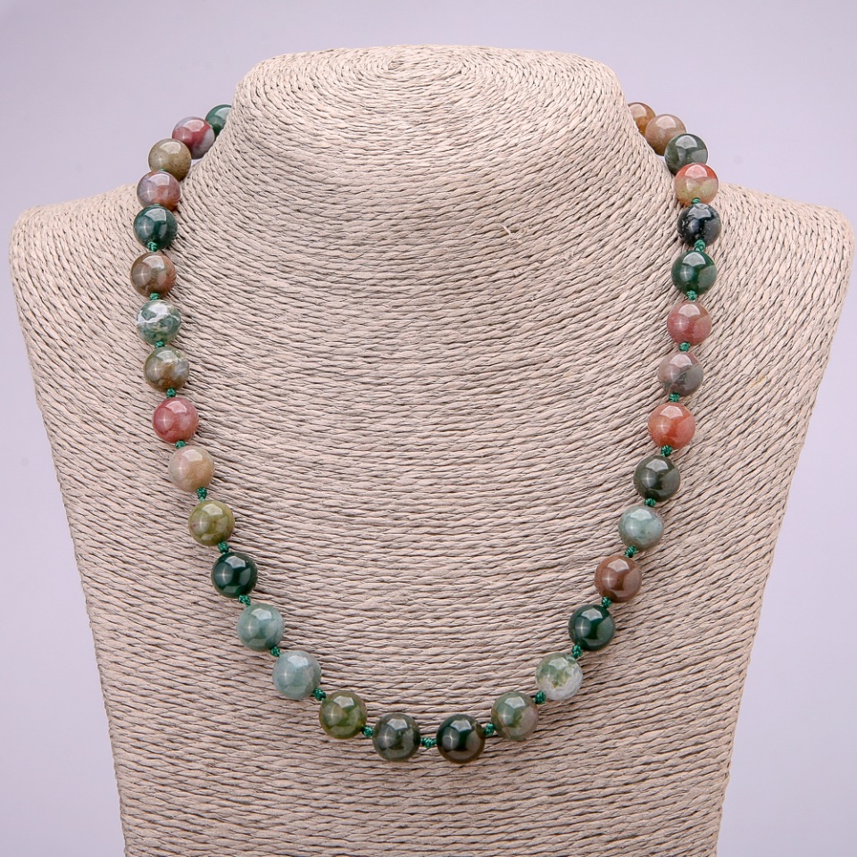 Jasper Bead Necklace, smooth round beads, diameter 10 mm (±), length 48 cm