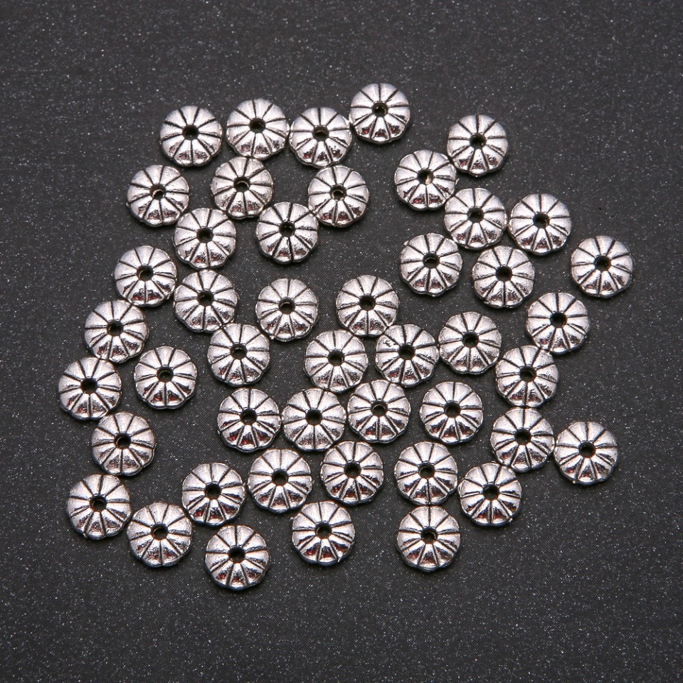 Bead insert findings, silver metal color, diameter 2.5×7 mm (±), packaging 20 g, 45 (±) pcs