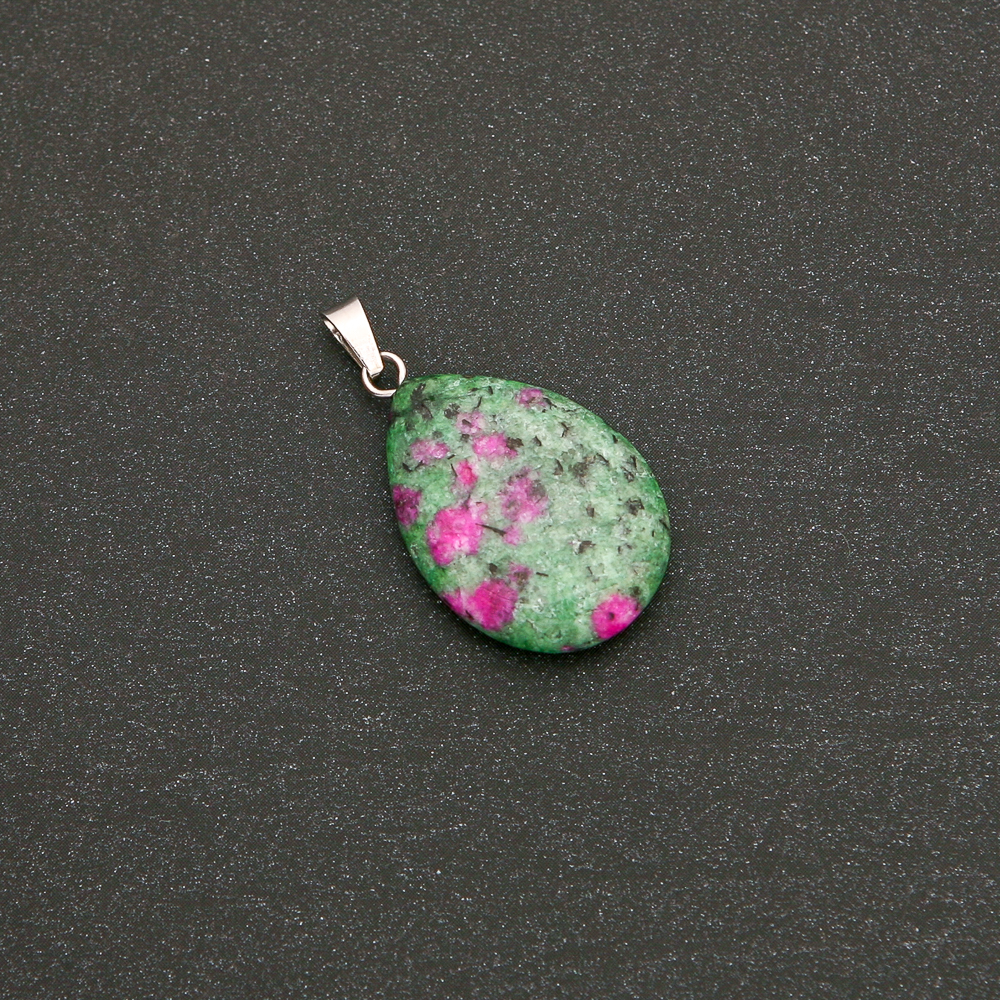 Pendant Drop from Zoisite natural stone 25x18(+-)mm