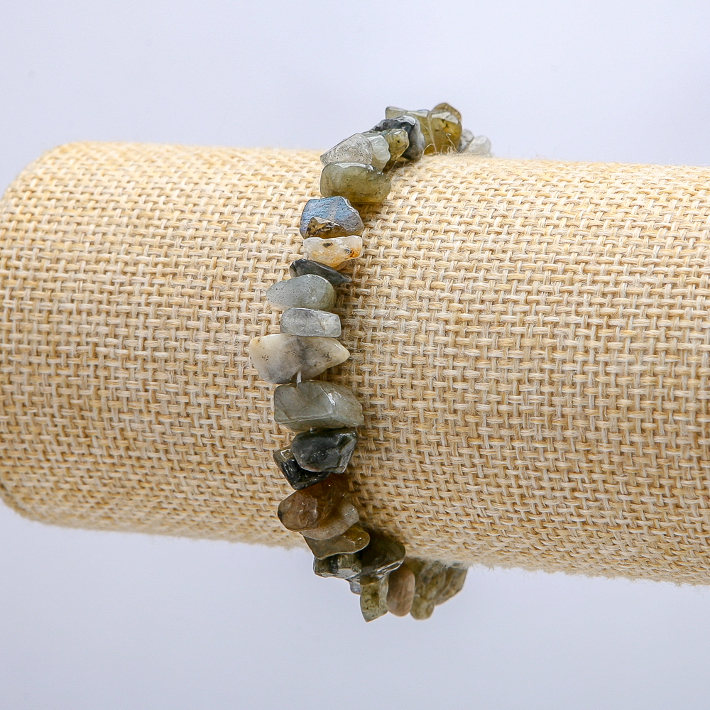 Labradorite Natural Stone Bracelet, 6mm Chip Beads, 18 cm Length