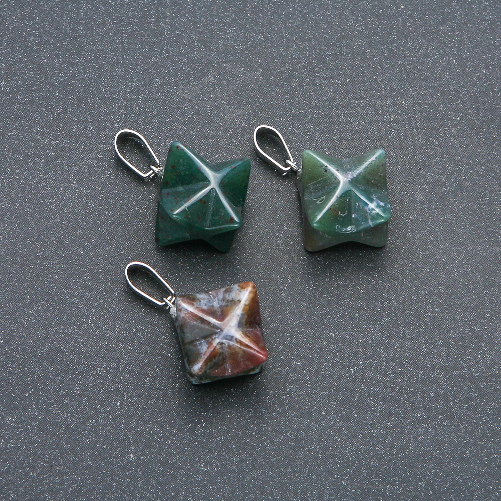 Merkaba Moss Agate Pendant 10x10 mm