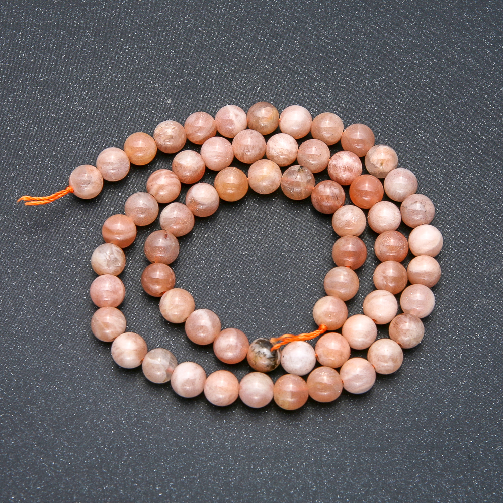 Beads on a thread natural stone Selenite smooth round beads, diameter 6mm, length 39 cm