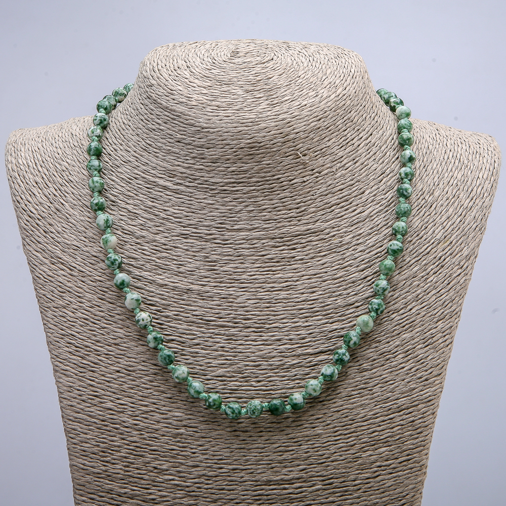 Natural Moss Agate Beads - Smooth Round Beads, Diameter 6 mm (±), Length 53–55 cm+