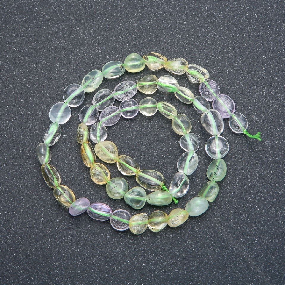 Assorted Beads on a Thread (amethyst, citrine, prehnite) Faceted, 8x6 mm diameter, 39 cm length +