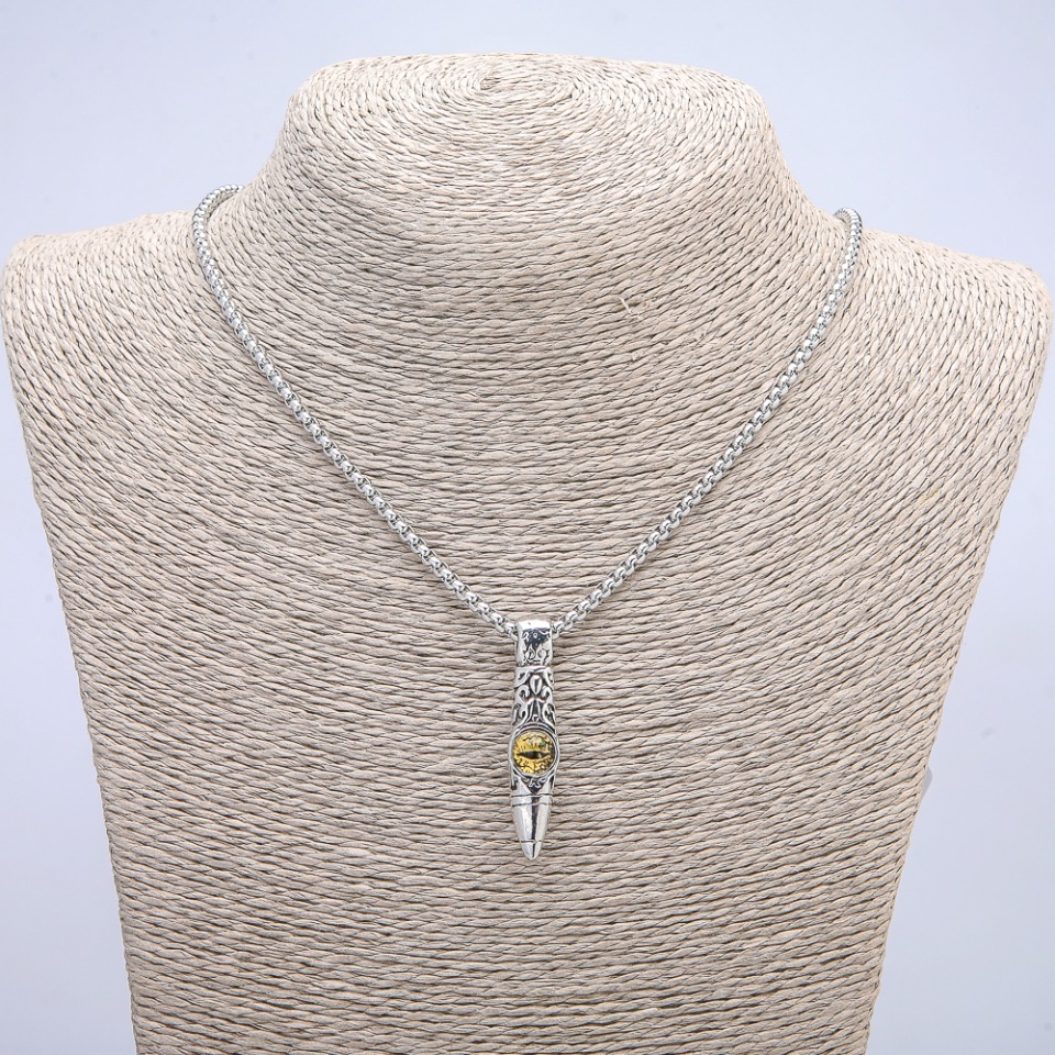 Pendant 'Dragon Eye Ball' 45x10 mm on a chain, length 70 cm, silver-colored metal