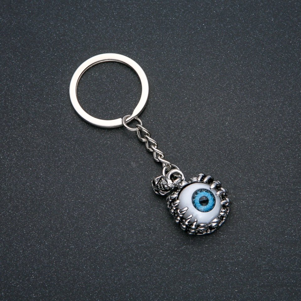 Keychain "Eye", diameter 21 mm, length 9 cm, silver-colored metal
