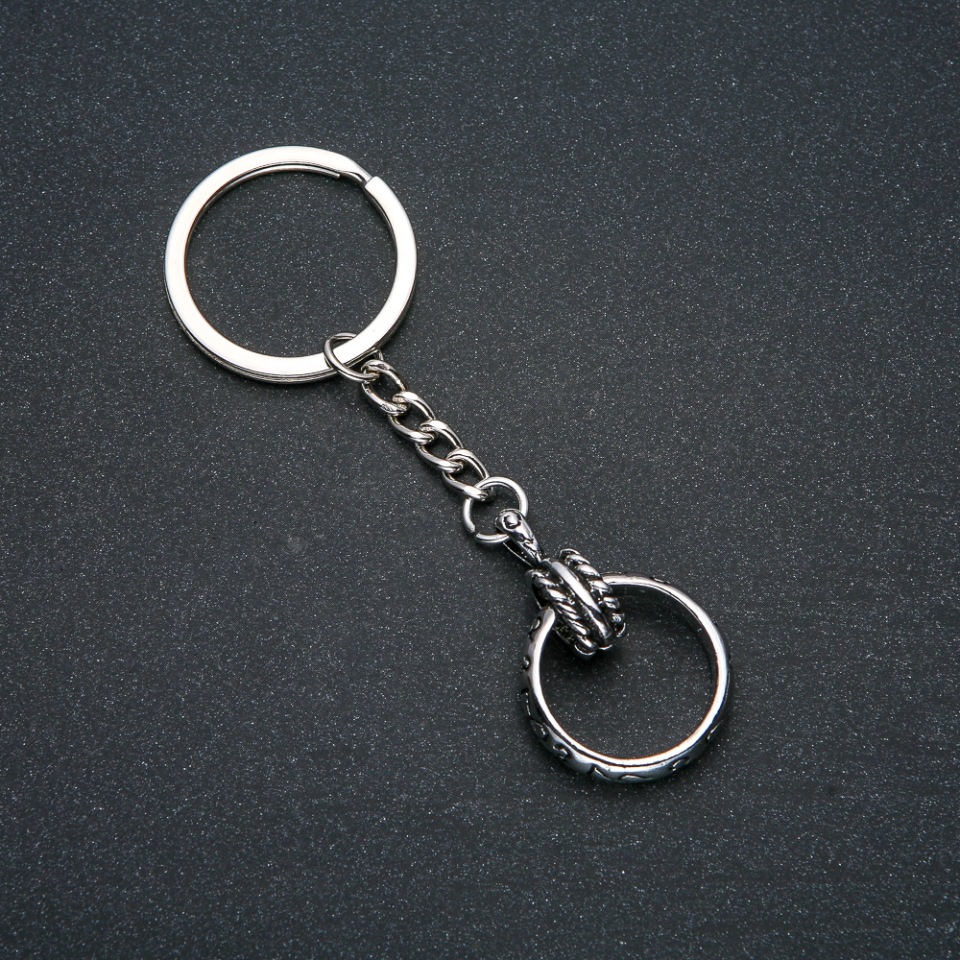 Keychain 'Ring', diameter 15mm, length 9cm, silver-colored metal