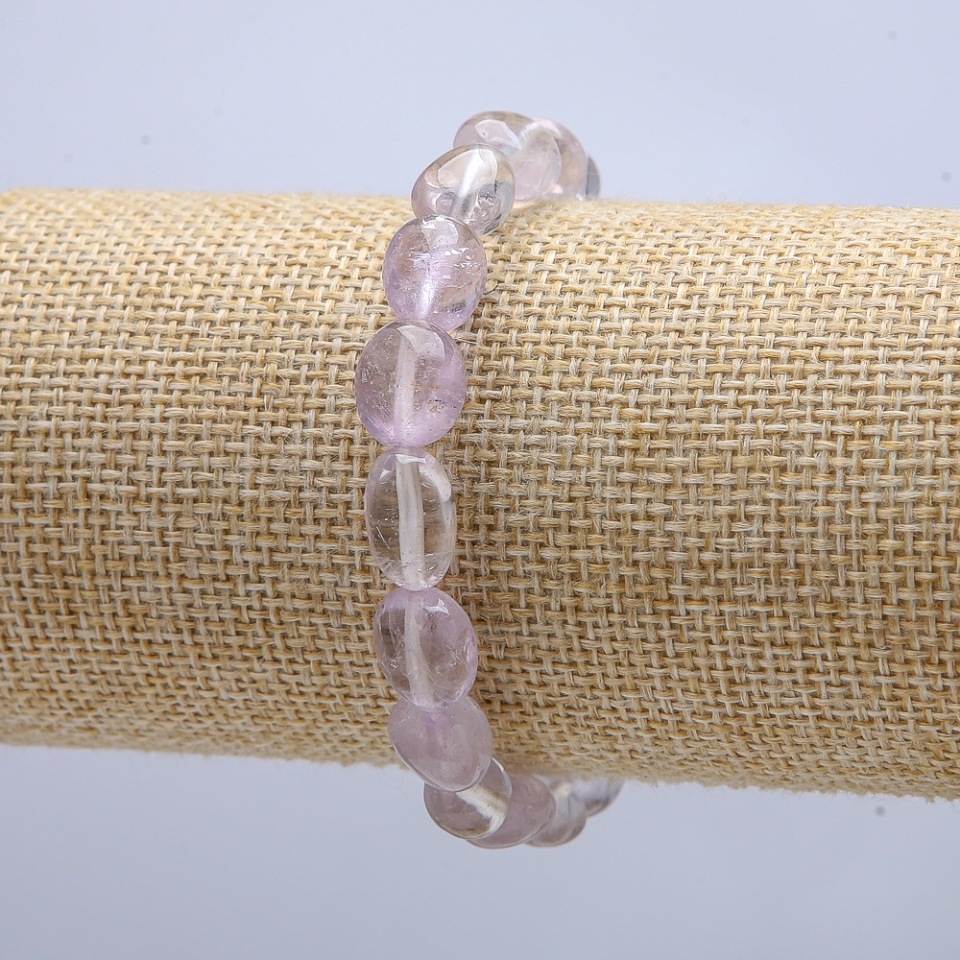 Elastic bracelet made of natural amethyst — faceted beads, bead diameter 10×8 mm, circumference 18 cm +