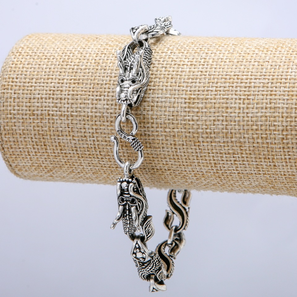 Dragon Bracelet silver metal 13x30mm, thickness 10mm, length 20cm +