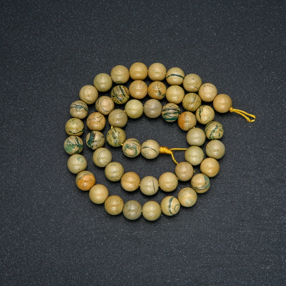 Beads on a string, natural stone, Yellow Jasper, smooth round beads, 8 mm diameter, 38 cm length +