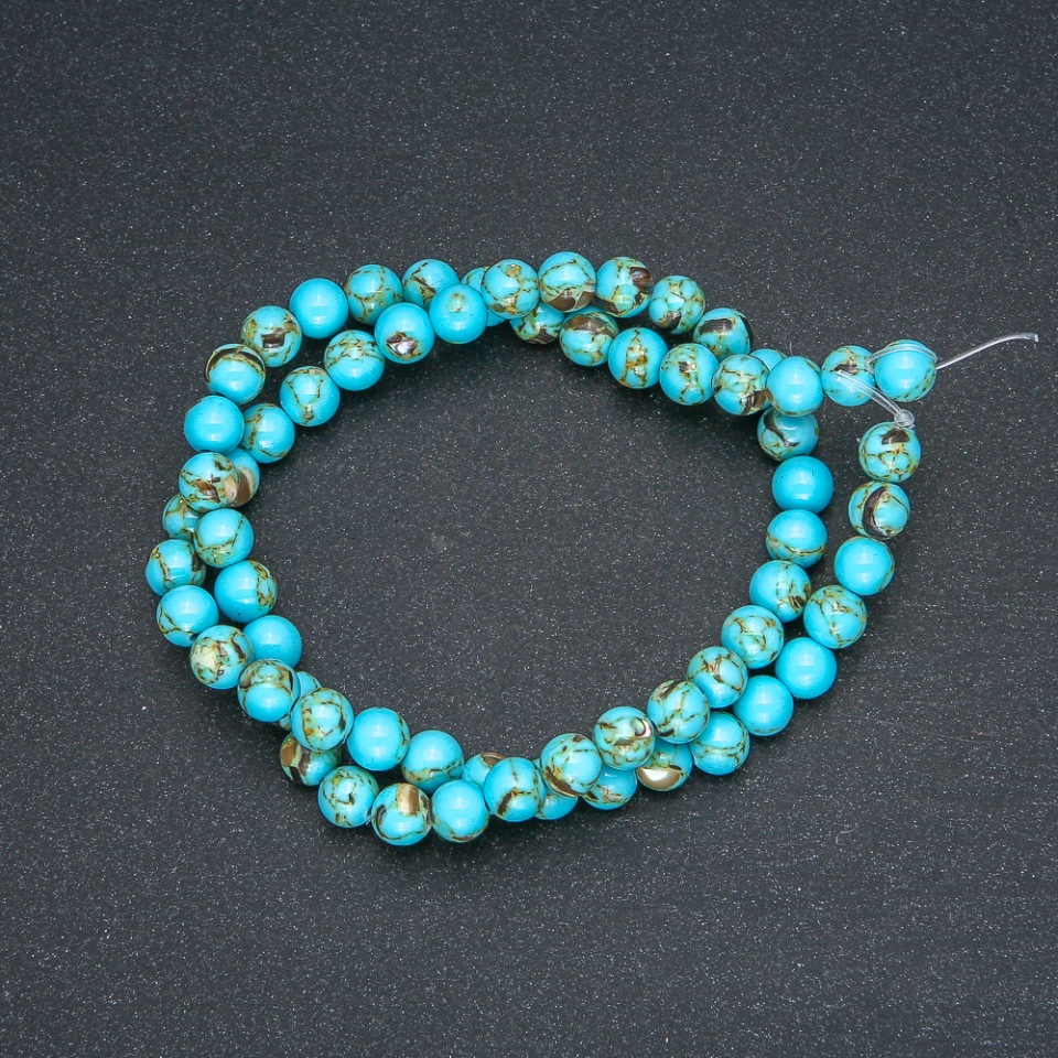 Imperial Jasper Turquoise Beads (Pressed) Smooth Bead, 6mm Diameter, 40cm Length