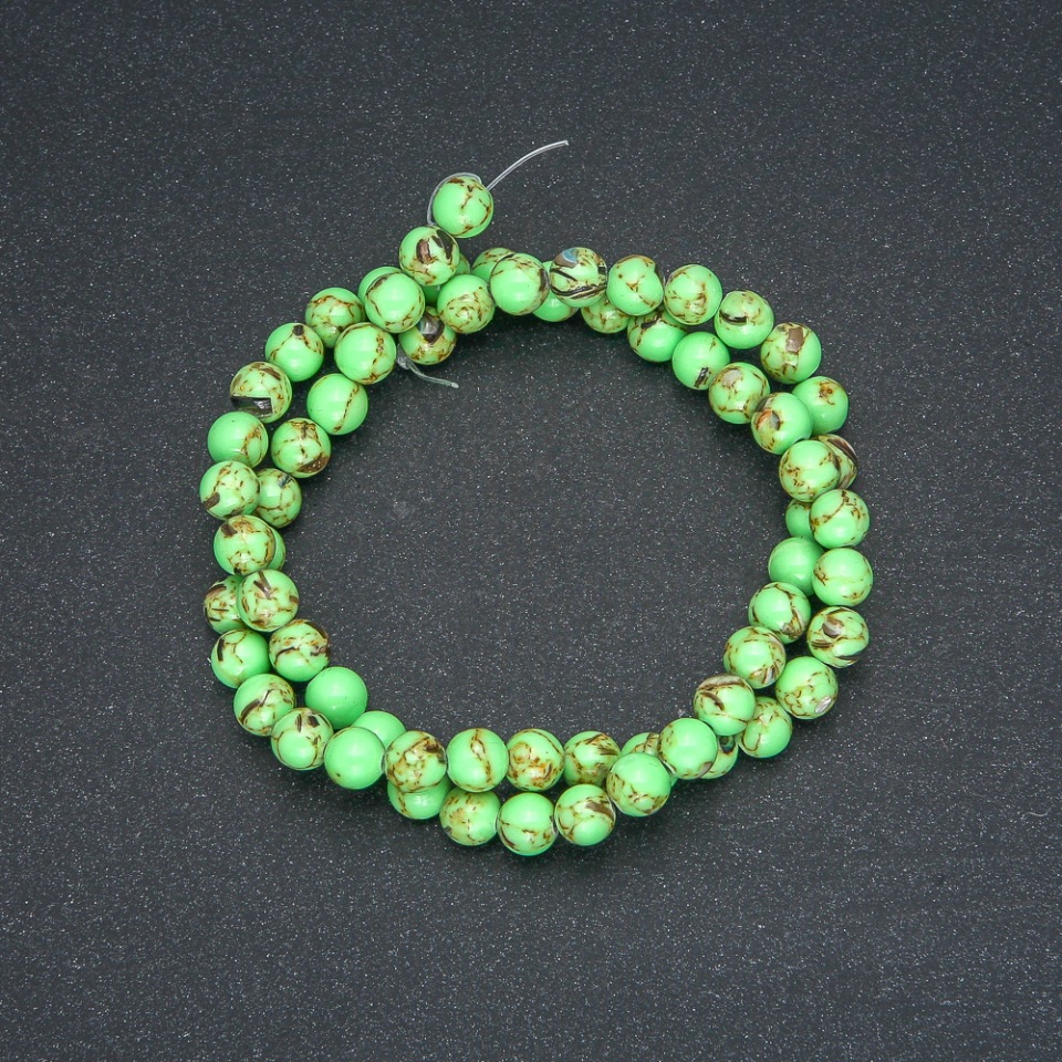 Beads Imperial Jasper Salad Green (pressed) Smooth Round Beads, 6mm Diameter, 40cm Length +