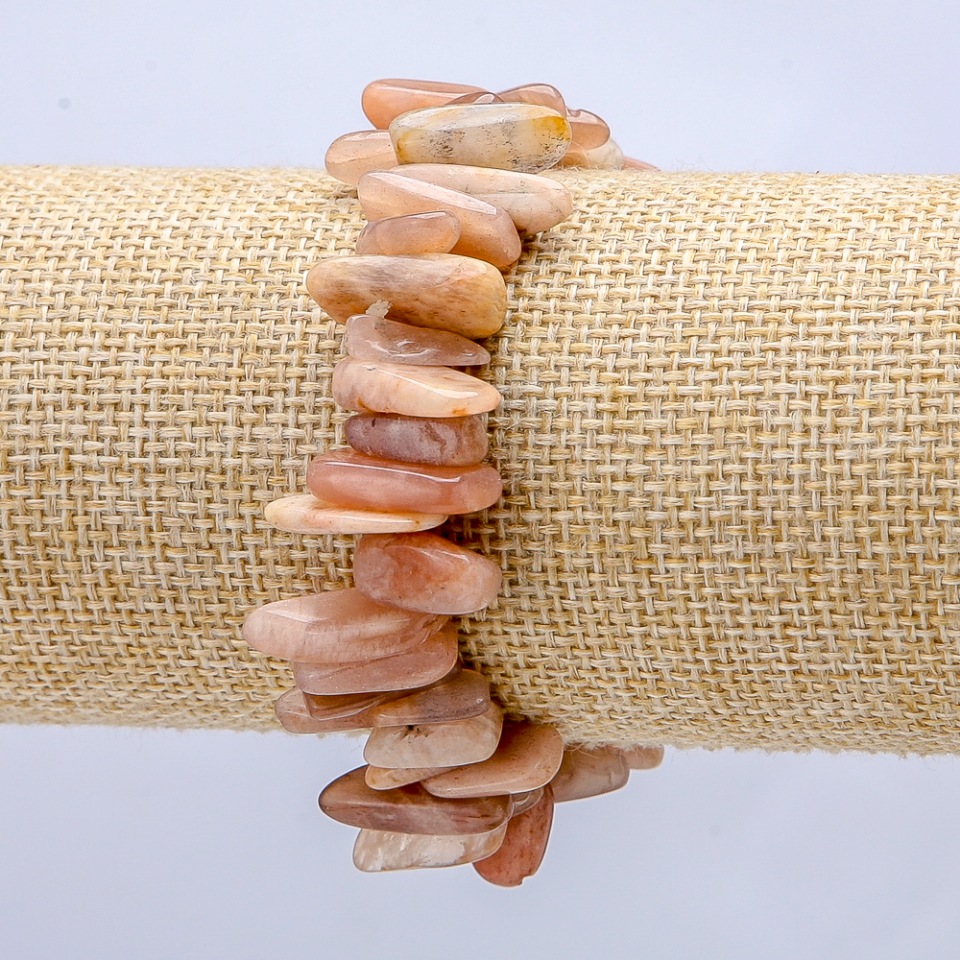 Elastic bracelet with natural selenite chip "Needles", diameter 15×5 mm+