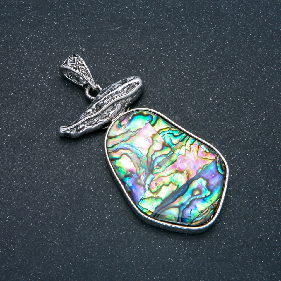 Halotite Pendant, Silvery Metal 62×32 mm+