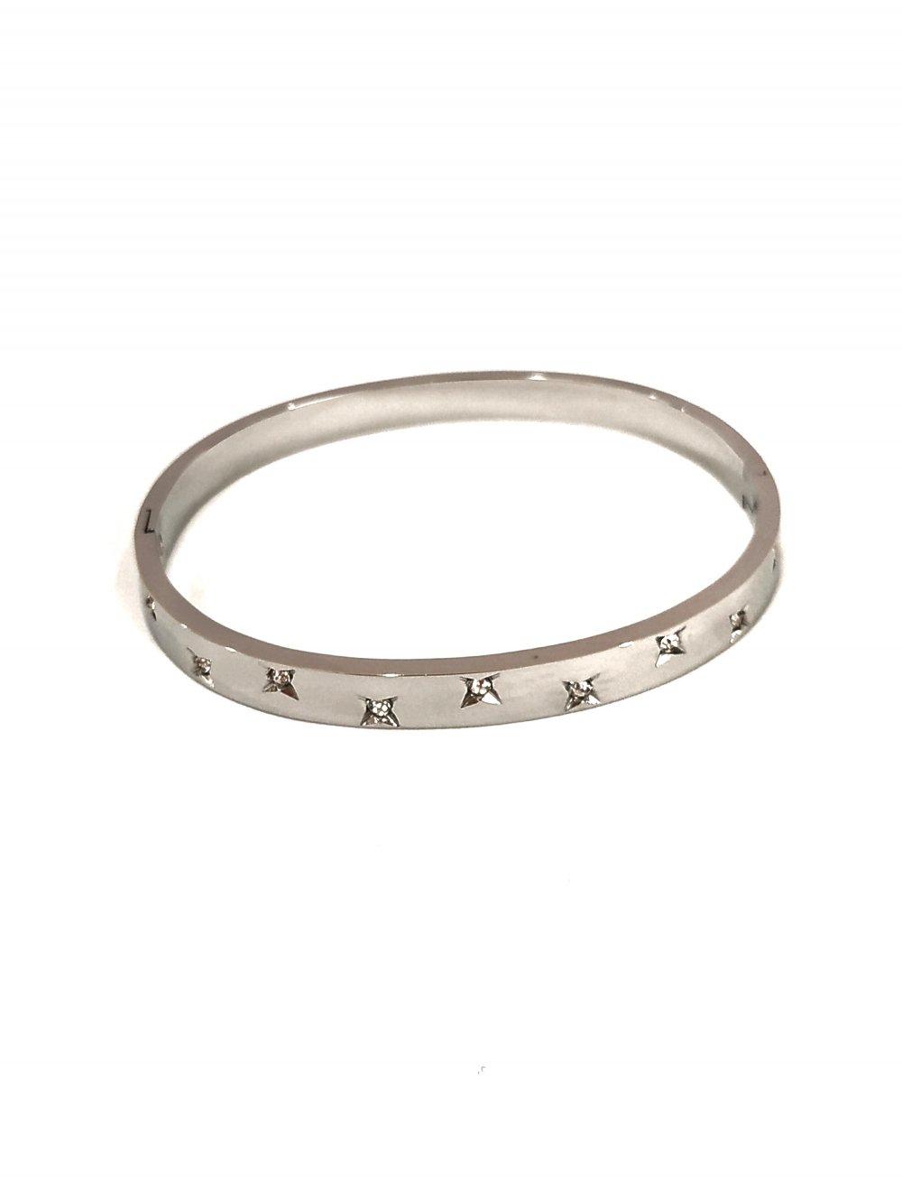 Xuping Rhodium Bracelet with White Crystals, 6 mm thick, diameter 64×53 mm