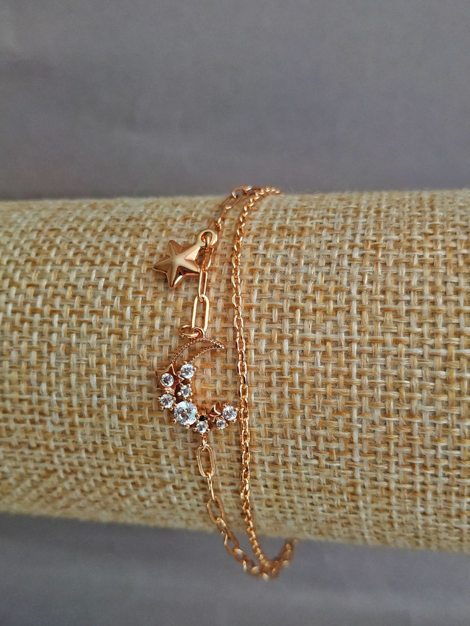 Xuping Bracelet with 18K Gold Plating and White Crystals, Length 16-18 cm, Thickness 3 mm +