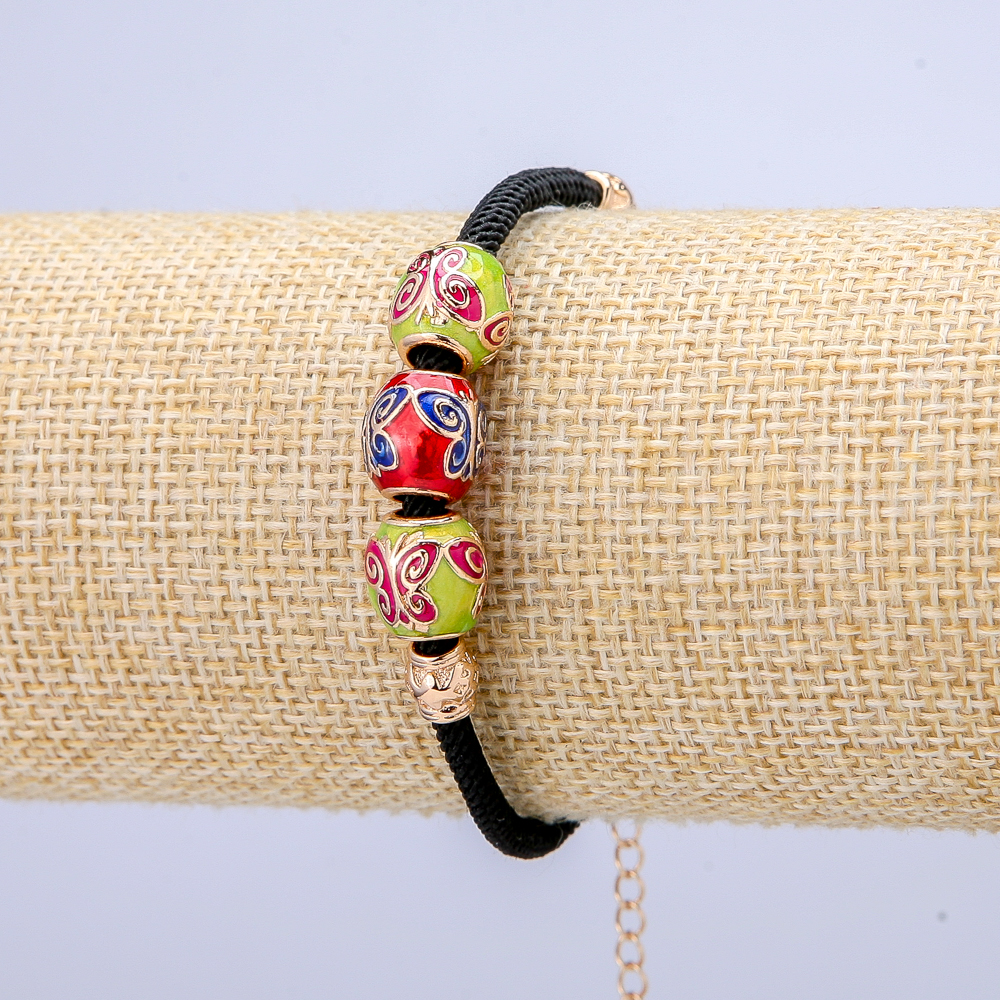 Xuping Bracelet 18K Gold Plating with Butterfly Beads on Cord, 3mm Thickness + -, 10mm Diameter + -, Length 18-22cm +