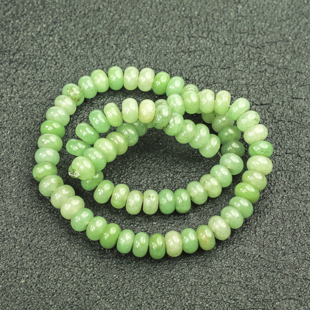 Natural Jade Beads on Thread, Smooth Rondelles, Diameter 8x5 mm, Length 40 cm +/-