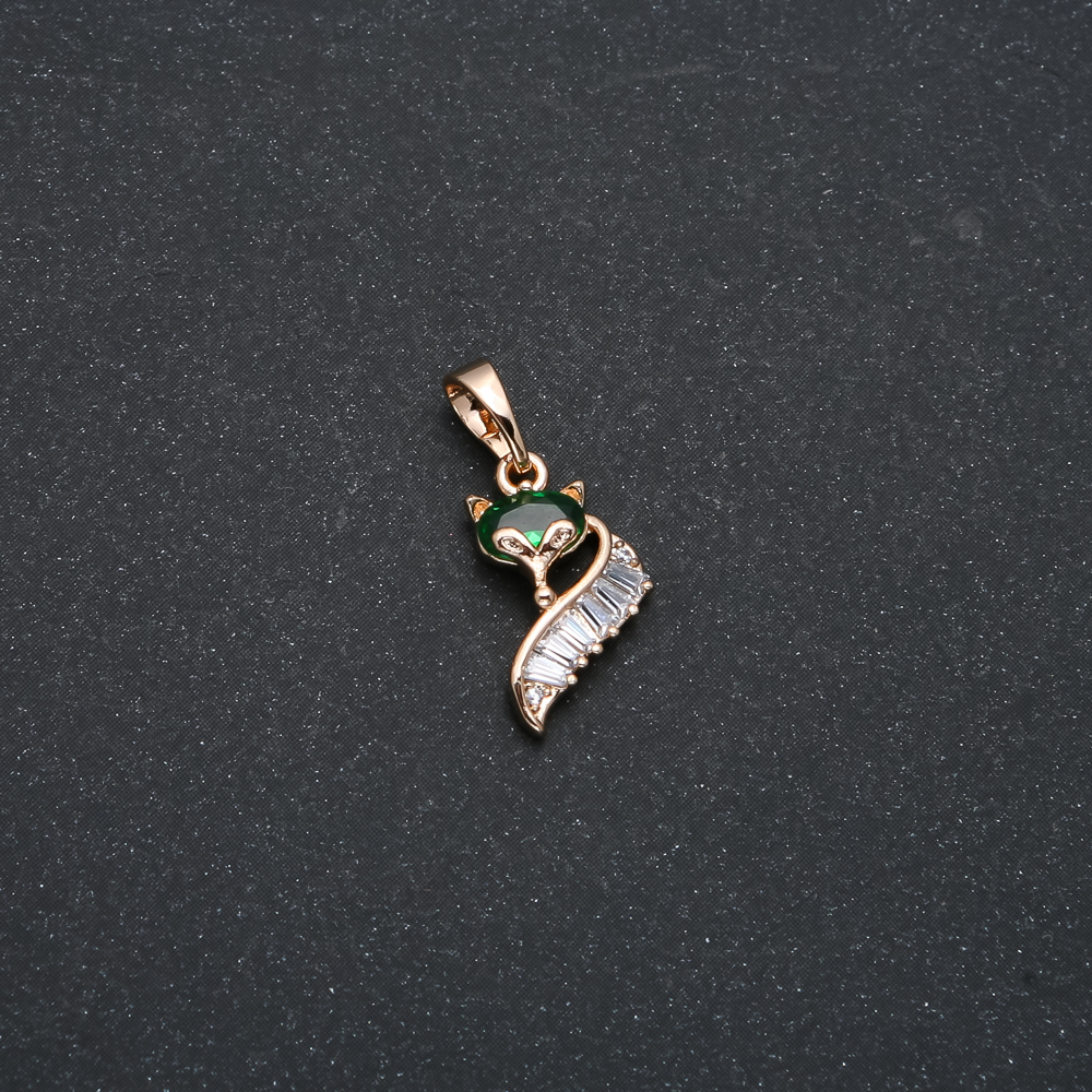 Xuping Pendant with 18K Gold Plating and White and Green Crystals, 20×10 mm