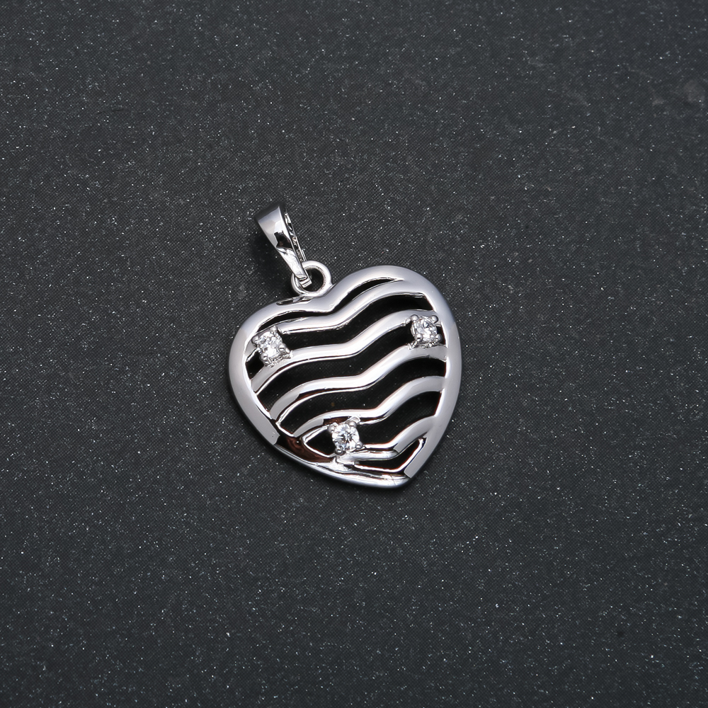 Pendant Xuping Rhodium Heart with White Crystals, diameter 25x18 mm +