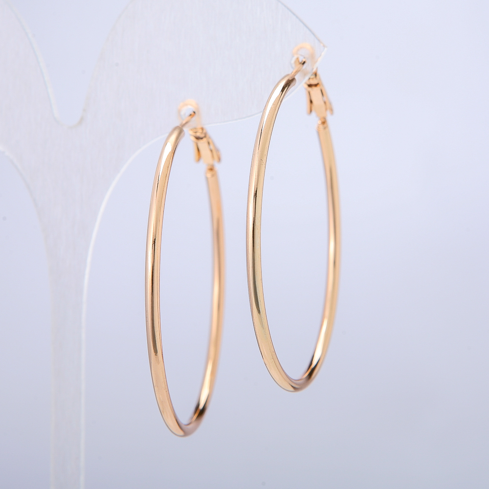 Xuping Hoop Earrings with 18K Gold Plating, 2mm Thick, 65mm Diameter