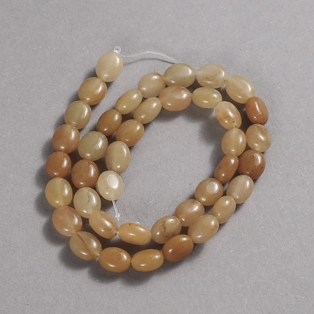 Beads on a thread natural stone Yellow Agate smooth oval, diameter 10×8 mm + -, length 39 cm +