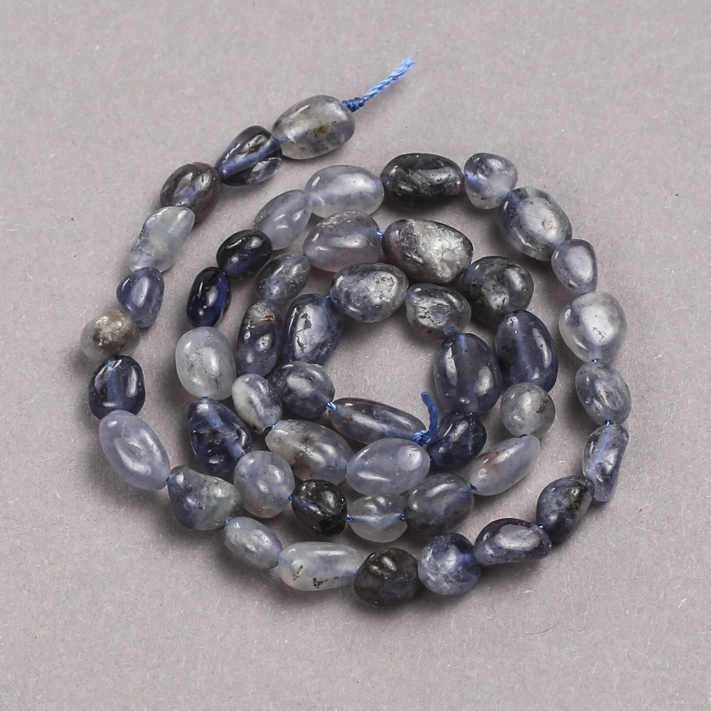 Beads on a thread of natural stone Iolite, faceted, diameter 8x6 mm, length 39 cm